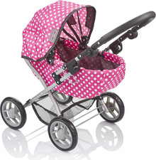 Molly Dolly My First Dolls Pram - Adjustable Toy Pram for Girls Age 2-5 Year Old