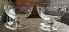 Vintage Flower Etched Footed