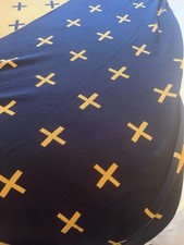 KENMAR Large double sided Navy/Mustard Throw Size 57x71 Inches 
