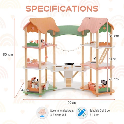 Wooden dollhouse versatile - wooden,