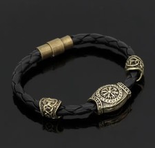 VIKING NORSE BIKER BEAUTIFUL LEATHER STRAP BRACELET 