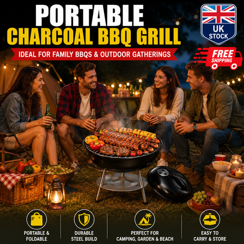 Portable round kettle charcoal - round,