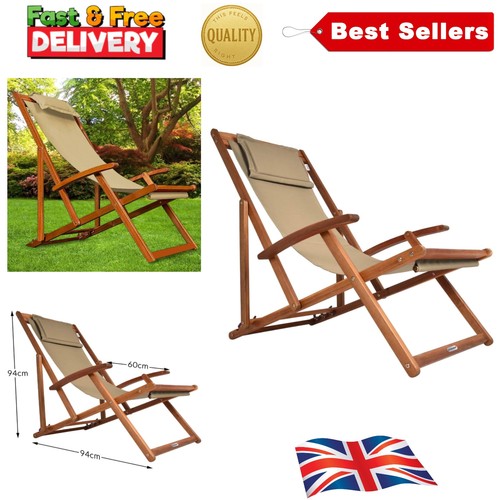 Folding wooden deck chair - wooden,