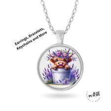 Highland Cow Lavender Floral
