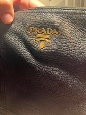 PRADA Galleria Gold Hardware Shoulder Bag Large Black Leather kidskin limited ed