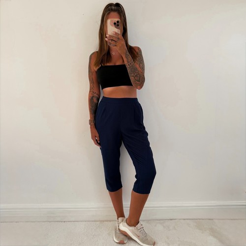 Ladies navy cropped - cropped, trousers