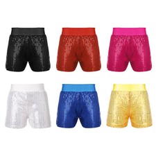 Kids Girls Shiny Gymnastics Dance Shorts Tumbling Shorts Ballet Jazz Hip Hop 