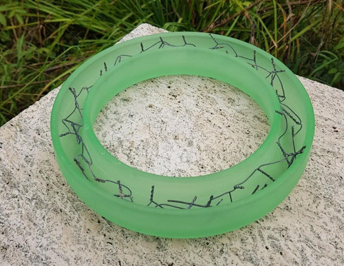 Vintage green glass posy ring - glass,