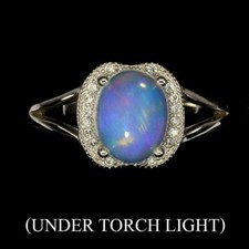 Silver Ring Opal Genuine Natural Mined Gem Solid Sterling Size R 1/2 US 9