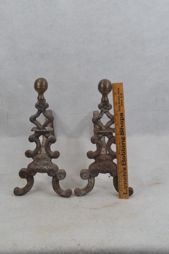 Antique fireplace andirons - antique,