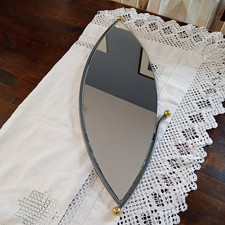 Vintage Tear Drop Shaped Metal And Brass Framed Mirror 62 X 24 Cm