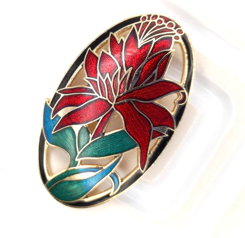 Vintage red cloisonne enamel - red,