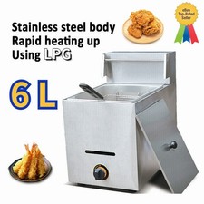 Stainless Steel Catering Frying Tool Gas LPG Single Tank Commercial Fryer 2800Pa