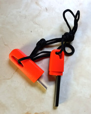Fire Starter Kit. Flint and Steel Striker Black Cord Ferro Rod survival Kit