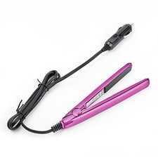 12V Compact Travel Festival Camping Portable In Car Hair Straighteners- Pink