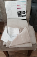 NEXT Blackout Velour Stone/ Natural Curtains MHeader  W135 x 137 cmD *Seconds*