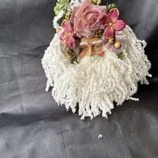 Vintage Santa Claus Face Head Christmas Ornament Old World Curly Beard 