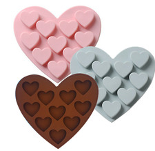 10 Sweet Hearts Silicone Chocolate Cake Cookie Mould Baking Candy Jelly 