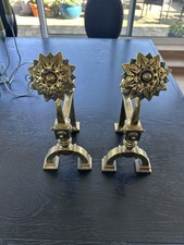 Antique Solid Brass Fire Dogs