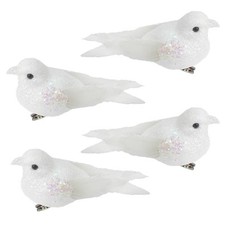 4 Pack 9cm Clip on Glitter Birds Christmas Decoration - Choose Colour