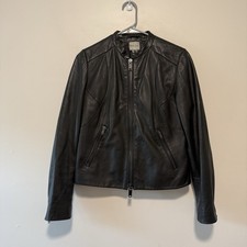 Reiss Black Lamb Leather Biker