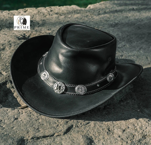 Leather cowboy western hat - western,