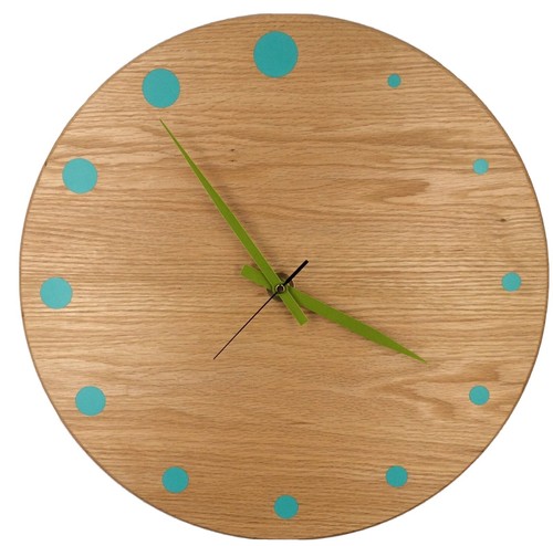 Large wooden wall clock oak - wooden, clock,