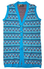 Womens long knitted waistcoat Cugar 36 UNUSED vintage 1970 Courtelle English