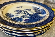 Booths Old Willow Dinner Plates x 6 Blue and White