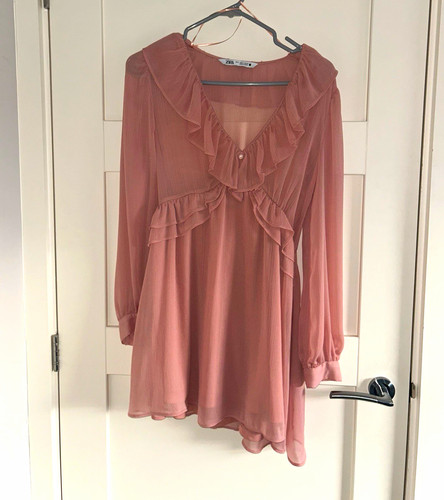 Zara women pink chiffon - zara,