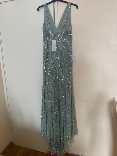 Green sequin evening dress - green,