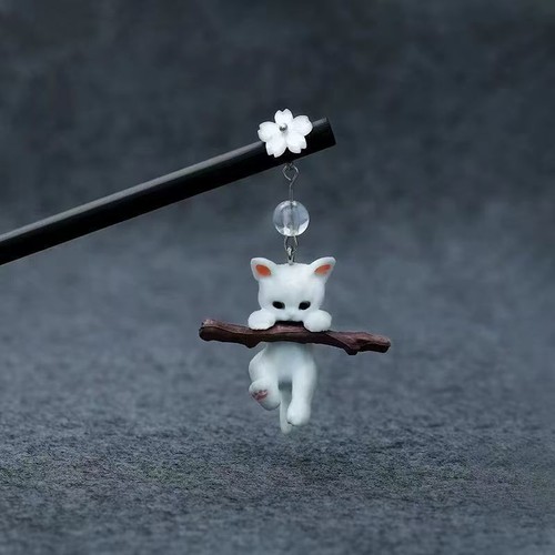 Cute hanging white cat hair - hanging,
