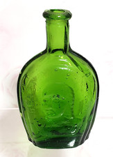 VTG Wheaton Green Glass Benjamin Franklin Bitters Embossed Miniature Bottle