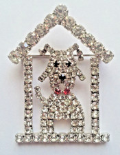 Butler & Wilson silver dog articulated ears brooch stamped boxed