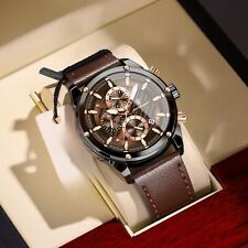 Luxury Mens Leather Watch Date