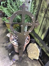 Antique Georgian cast iron cross fragment church Celtic grave yard marker post