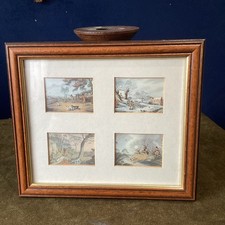4 Small Mounted & Framed Samuel Howitt Game Shooting Related Engraving Prints