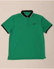 NIKE Mens Dri Fit Polo Shirt Large Green Polyester AQ07