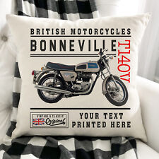 Personalised Motorbike Cushion Cover Triumph T140V Bonneville Blue British VBC51