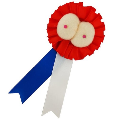 Novelty boobs rosette badge - boobs,