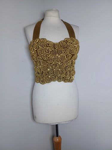 Gold rosebud corset top - top, uk