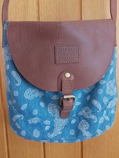 Jack Wills Women's Handbag/Shoulder Bag - Denim Blue & Tan Leather