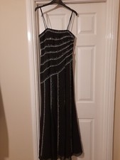 Black And Diamante Ballgown Dress Size 12. One-off Design. Detachable Straps. 