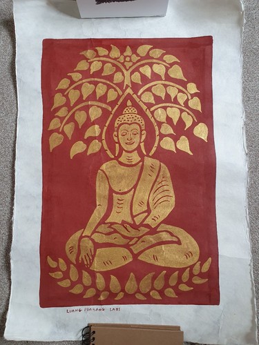 Laos red gold buddha - red,