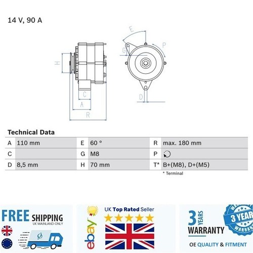 Alternator 0986034150 for - , vw