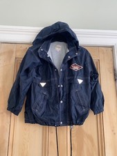 Trader Jeans Co Kids Kagool age 8 Reflective Navy Blue Hood Waterproof Jacket