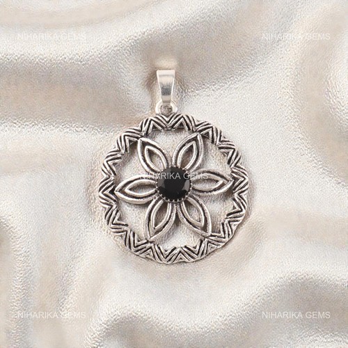 Round black onyx stone 925 - round,