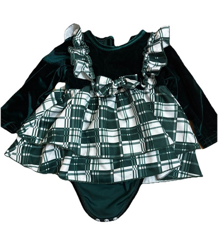 Green white plaid dress - white,