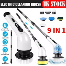 Rechargeable Cordless Spin Scrubber Electric Turbo Scrub Cleaning Brush 9 Heads
