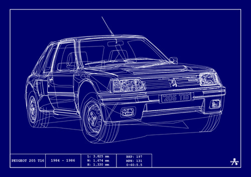 Poster peugeot 205 t16 - poster,